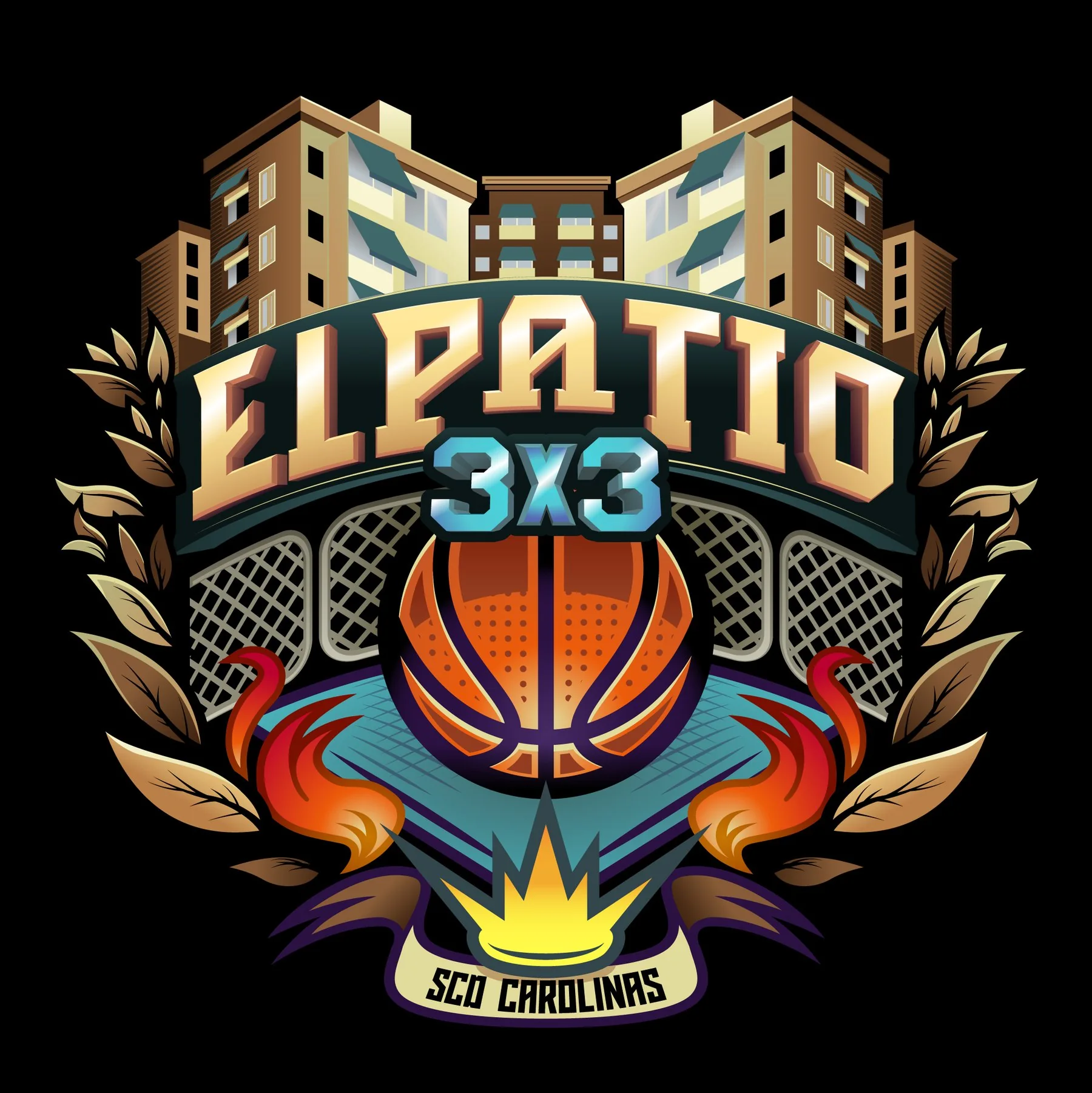 Emblema de El Patio 3x3 sobre fondo negro